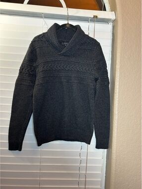 Marc Anthony Men's Dark Gray Cable Knit Shawl Collar Sweater Size S